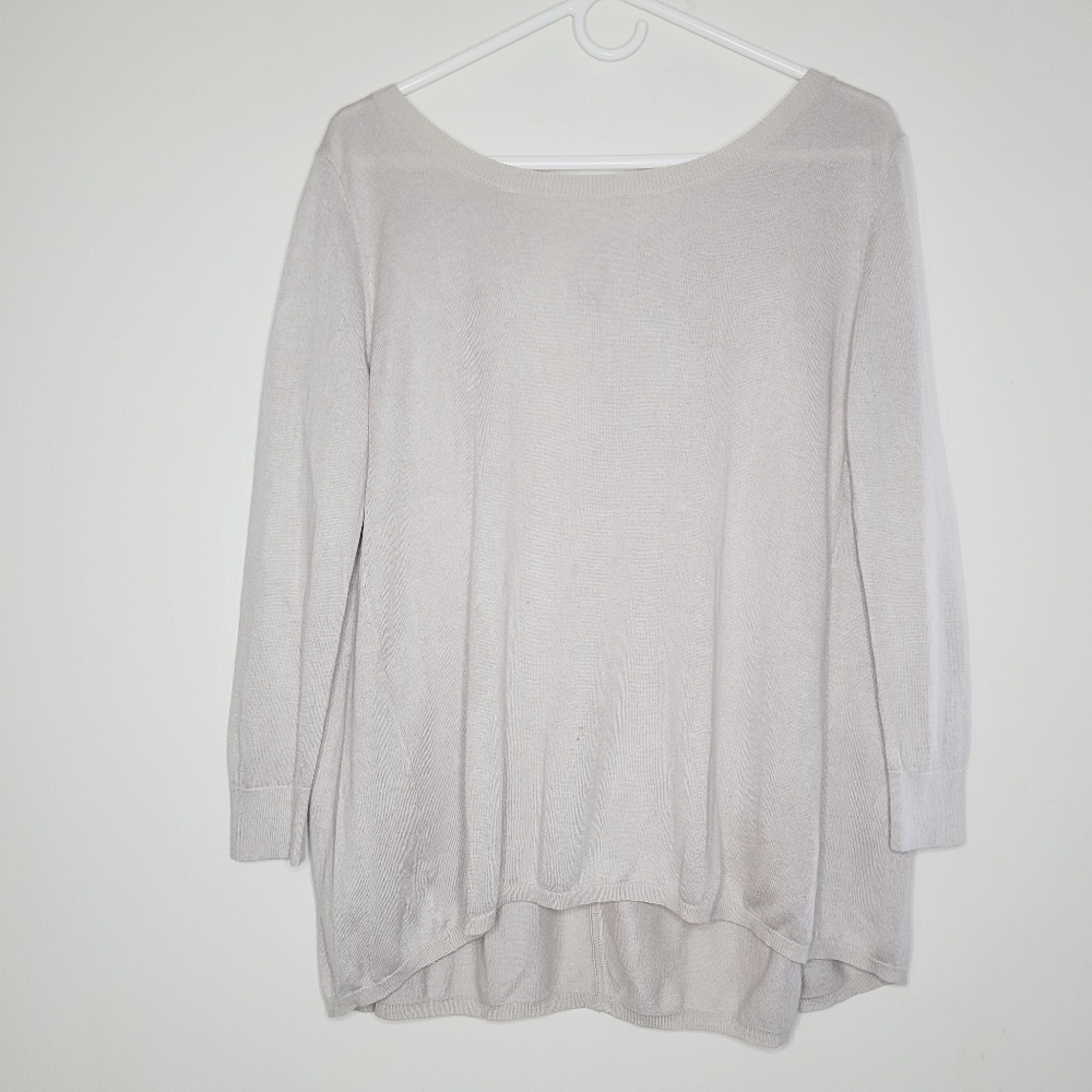 Cortland Park Top Silk Cashmere Beige Women's Medium Feminine Minimalist Chic